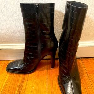 ASOS ankle high black croc boots